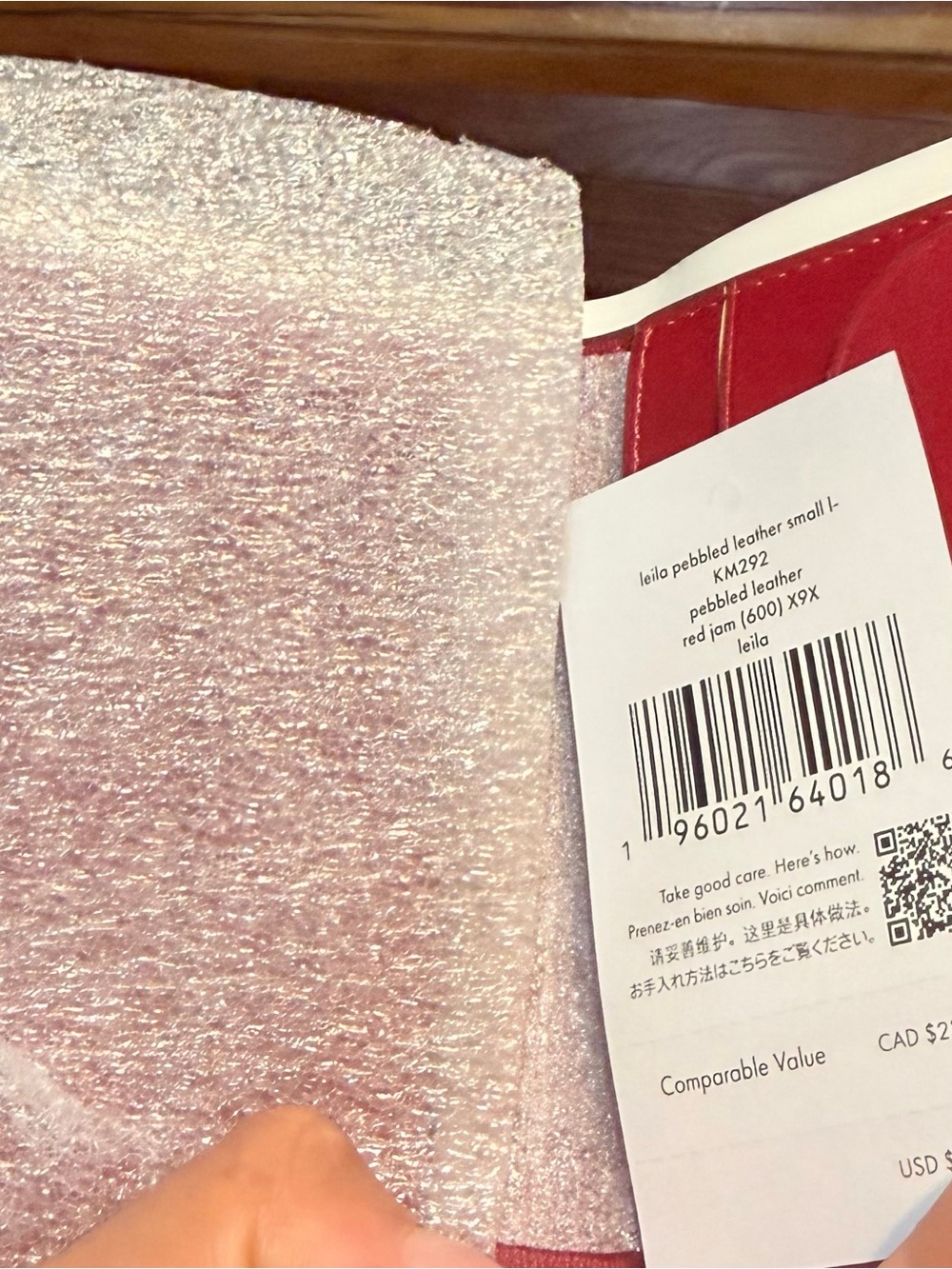 kate spade New York Wine Textured Leather Zip Wallet - Picture 6 of 6